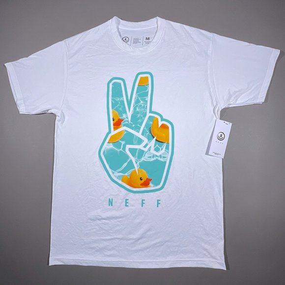 NWT - NEFF T-Shirt Peace Sign with Rubber Ducks‎ in Water Size Medium . - Picture 1 of 8